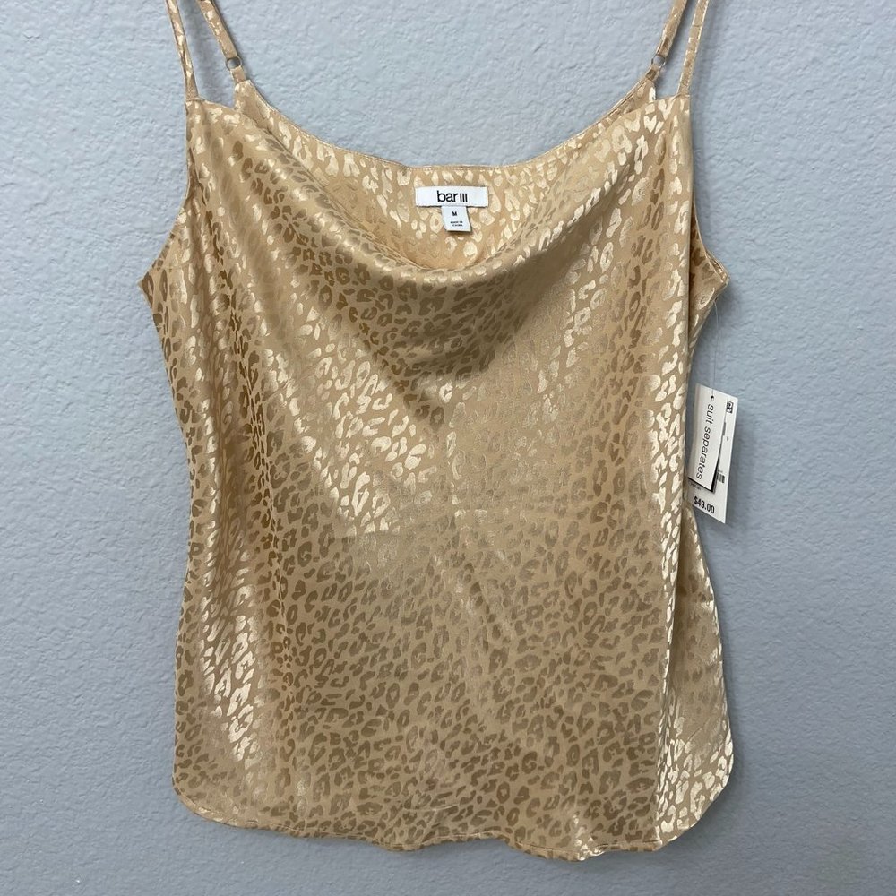 Bar III Gold Leopard Print Silk Top - Size M & XL